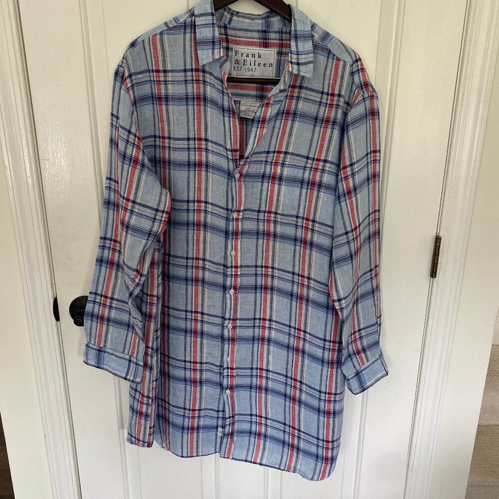Frank and Eileen Linen Mary Dress- Red white and blue plaid-
